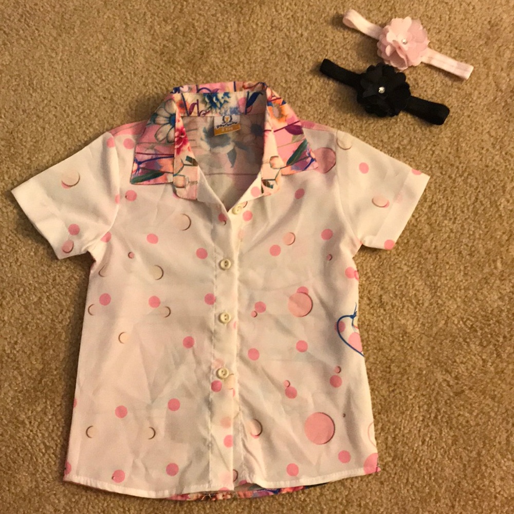 Yavrucak Brand-Toddler Dress Shirt+Floral Headband